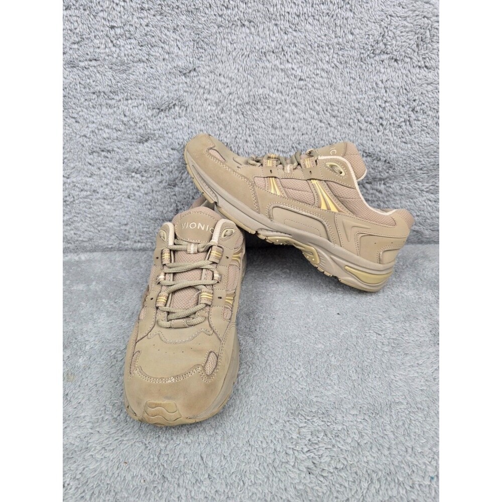 Vionic Women's 23 Walk Leather Performance Walking Sneakers Shoes Taupe Size 11